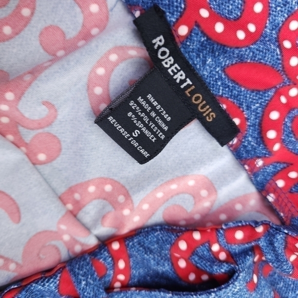 Robert Louis Blue Red Patterned Poly Blend Maxi Skirt Sz S - Picture 9 of 12